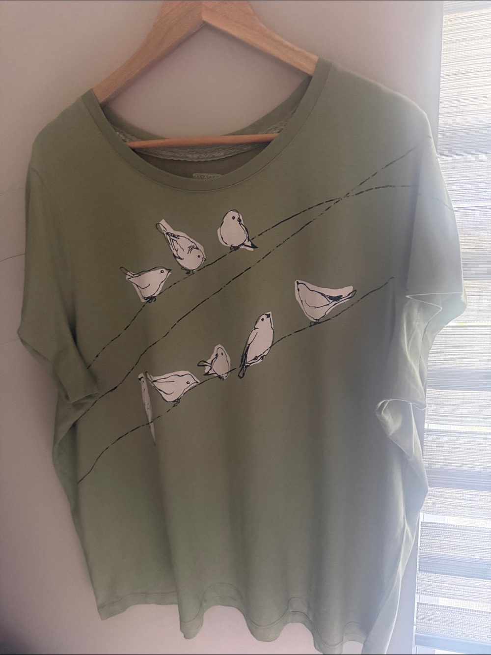 sahalie Saturday Olive Green Bird Graphic Tee size 3X cotton